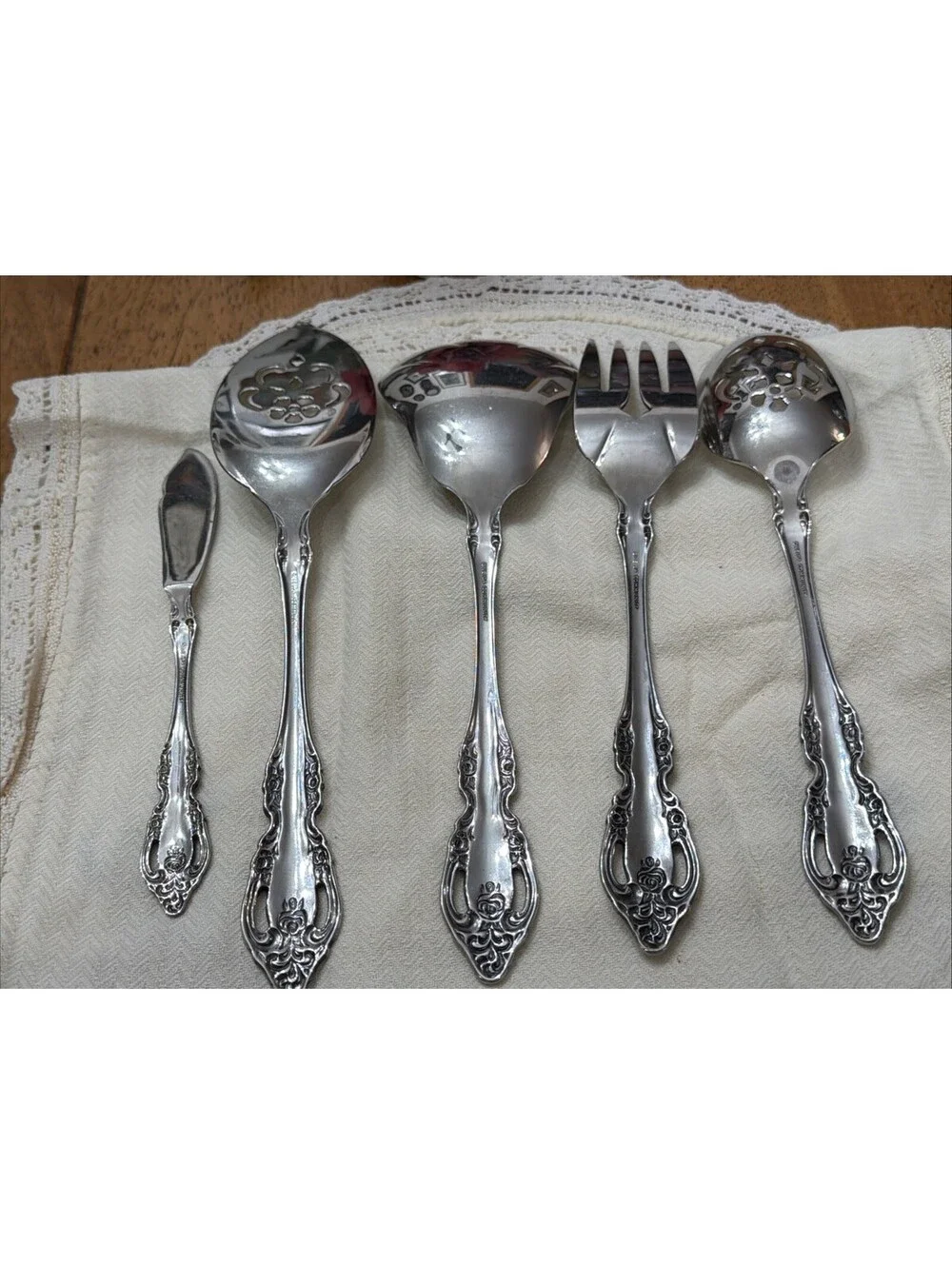 Oneida Community Michelangelo Silver plated Serving Set 5 Fork Spoon Casserole +